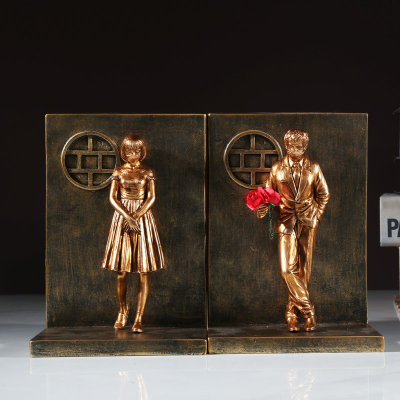 Resin Banksy Figureins Bookshelf Bookend Book Ends Decoration Art Display Desktop Home Study Room Decor Object Items acacuss