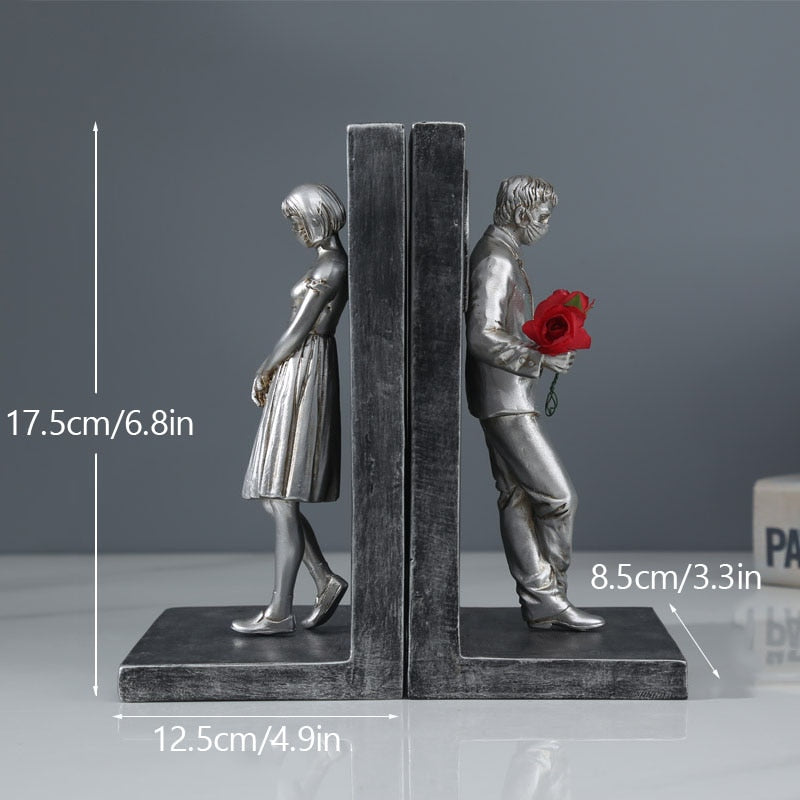 Resin Banksy Figureins Bookshelf Bookend Book Ends Decoration Art Display Desktop Home Study Room Decor Object Items acacuss