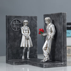 Resin Banksy Figureins Bookshelf Bookend Book Ends Decoration Art Display Desktop Home Study Room Decor Object Items acacuss