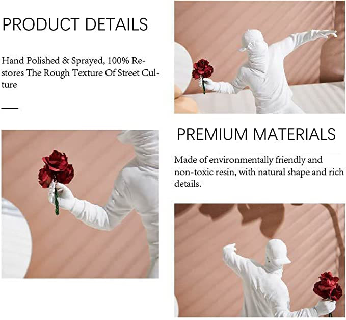 Resin Banksy Sculptures Flower Thrower Statue Bomber Home Decoration Desk Accessories Collectible Figurine Decorative Interior acacuss