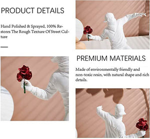 Resin Banksy Sculptures Flower Thrower Statue Bomber Home Decoration Desk Accessories Collectible Figurine Decorative Interior acacuss