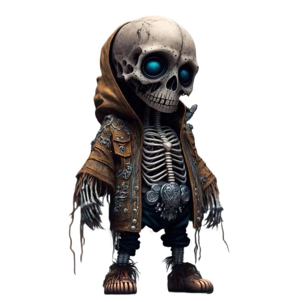 Resin Cool Skeleton Figures Halloween Skeleton Figurine Skull Horrible Ornaments Car Instrument Panel Desk Decoration acacuss