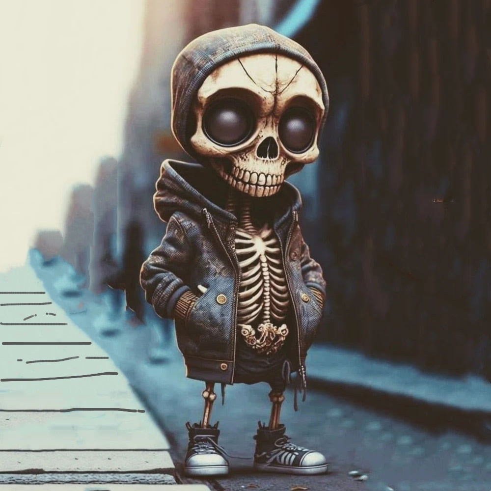 Resin Cool Skeleton Figures Halloween Skeleton Figurine Skull Horrible Ornaments Car Instrument Panel Desk Decoration acacuss