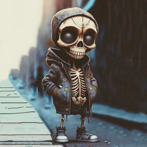 Resin Cool Skeleton Figures Halloween Skeleton Figurine Skull Horrible Ornaments Car Instrument Panel Desk Decoration acacuss