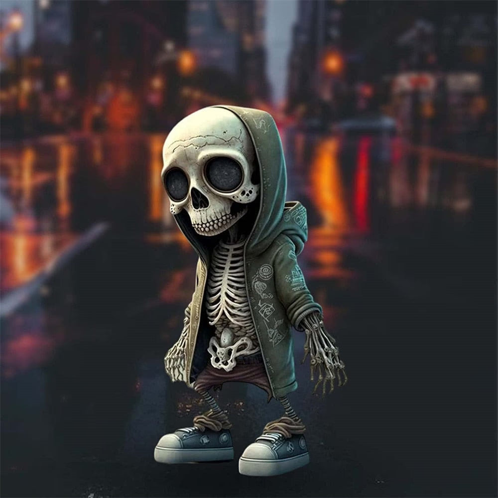 Resin Cool Skeleton Figures Halloween Skeleton Figurine Skull Horrible Ornaments Car Instrument Panel Desk Decoration acacuss