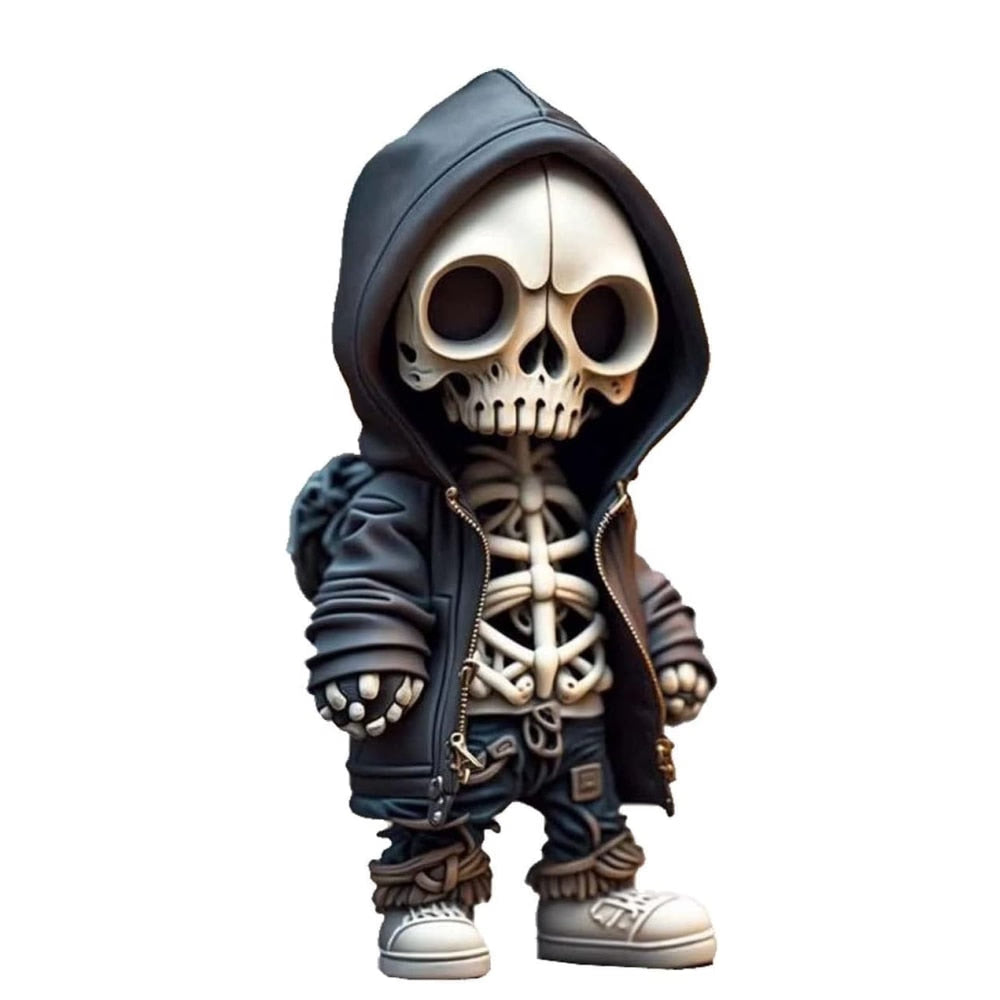 Resin Cool Skeleton Figures Halloween Skeleton Figurine Skull Horrible Ornaments Car Instrument Panel Desk Decoration acacuss