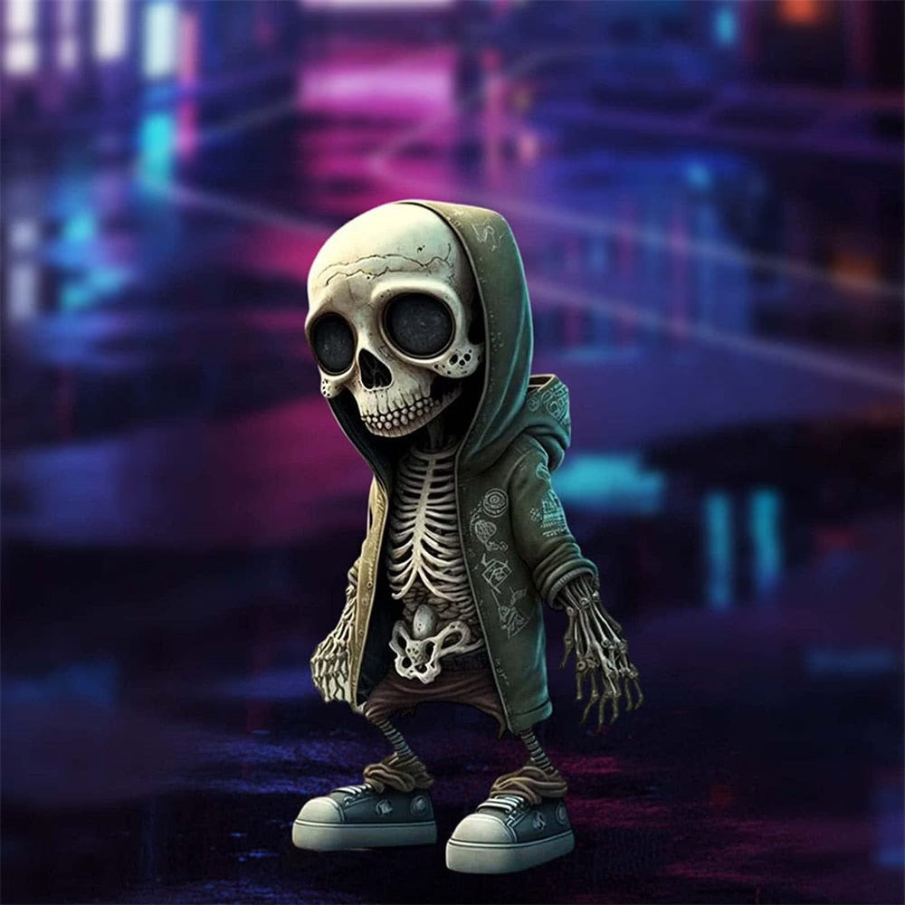 Resin Cool Skeleton Figures Halloween Skeleton Figurine Skull Horrible Ornaments Car Instrument Panel Desk Decoration acacuss