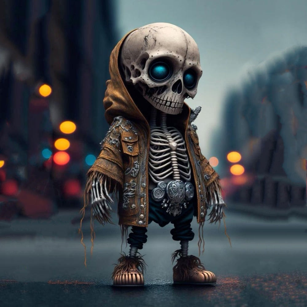 Resin Cool Skeleton Figures Halloween Skeleton Figurine Skull Horrible Ornaments Car Instrument Panel Desk Decoration acacuss
