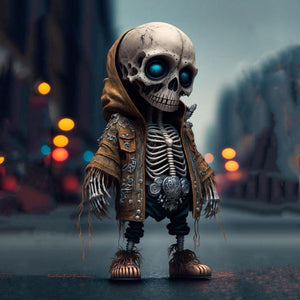 Resin Cool Skeleton Figures Halloween Skeleton Figurine Skull Horrible Ornaments Car Instrument Panel Desk Decoration acacuss