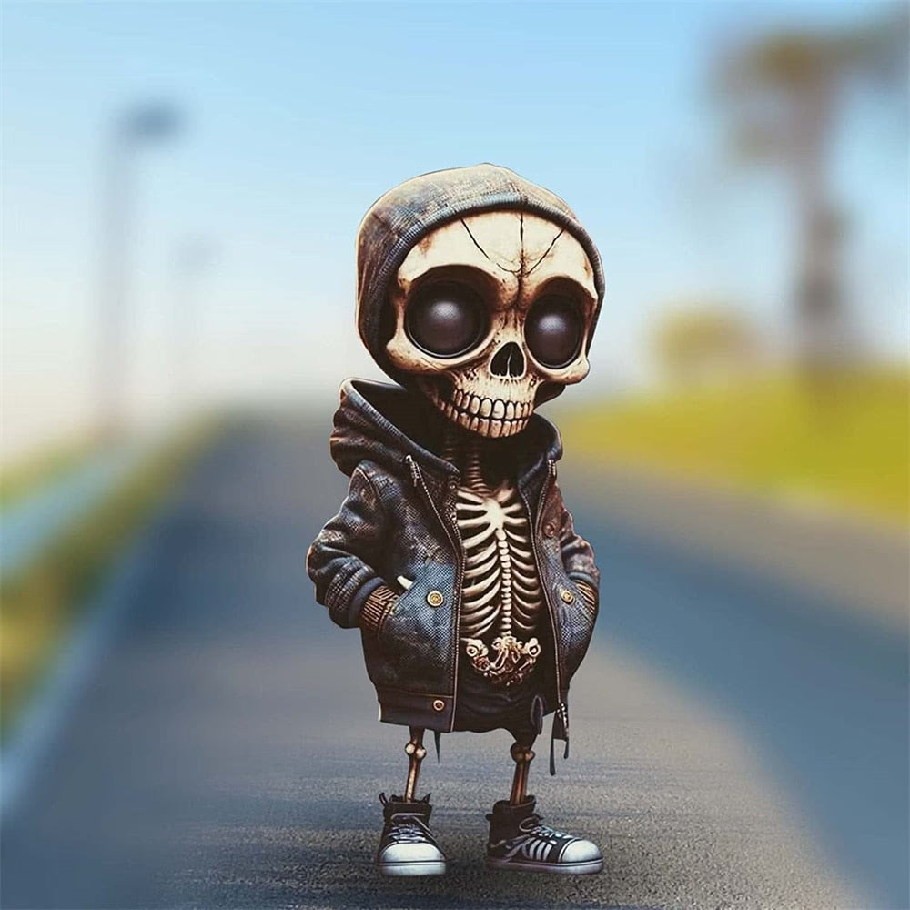 Resin Cool Skeleton Figures Halloween Skeleton Figurine Skull Horrible Ornaments Car Instrument Panel Desk Decoration acacuss