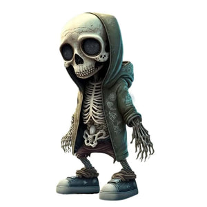 Resin Cool Skeleton Figures Halloween Skeleton Figurine Skull Horrible Ornaments Car Instrument Panel Desk Decoration acacuss