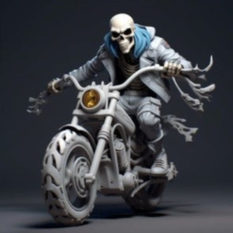 Resin Cool Skeleton Figurines 15cm Sports Ornaments Miniatures Halloween Desk Decorations Festival Gifts Car Decor acacuss