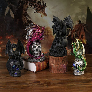Resin Crafts Halloween Decoration Battle Dragon Resin Decoration Skeleton Home Desktop and Gateway Decoration acacuss