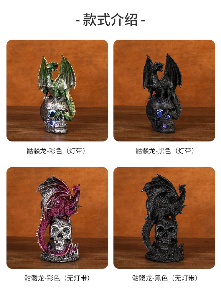 Resin Crafts Halloween Decoration Battle Dragon Resin Decoration Skeleton Home Desktop and Gateway Decoration acacuss