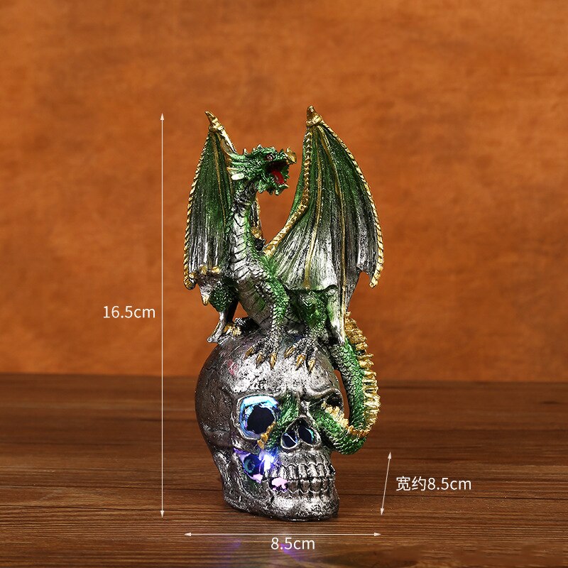Resin Crafts Halloween Decoration Battle Dragon Resin Decoration Skeleton Home Desktop and Gateway Decoration acacuss