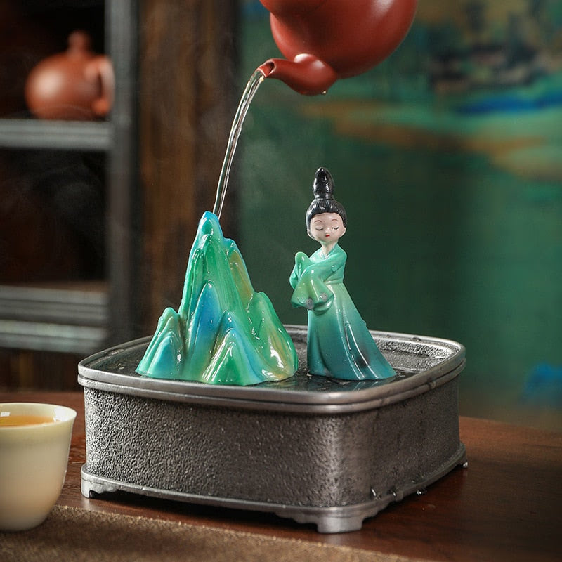 Resin Creative Color Changing Tea Ornaments Small tea pet Supportable Play Jiangshan Beauty Pen Holder Tea Ceremony Utensils acacuss