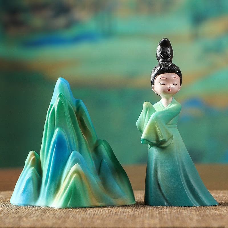 Resin Creative Color Changing Tea Ornaments Small tea pet Supportable Play Jiangshan Beauty Pen Holder Tea Ceremony Utensils acacuss