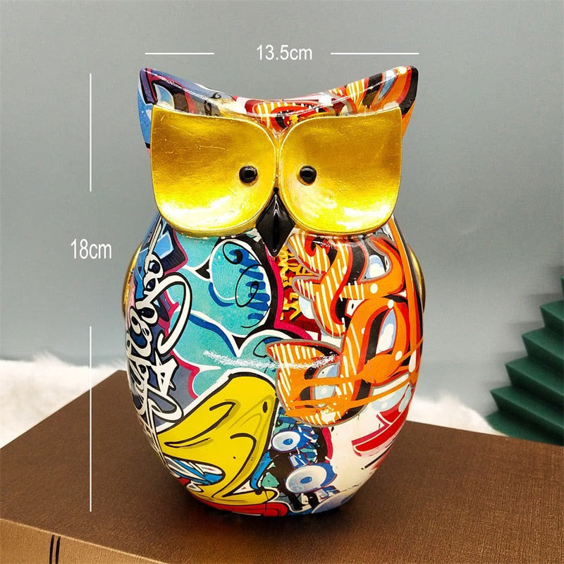 Resin Cute Owl Statue Creative Animal Figurines for Interior Balcony Office Ornaments Living Room Desktop Decoration Home Decor acacuss