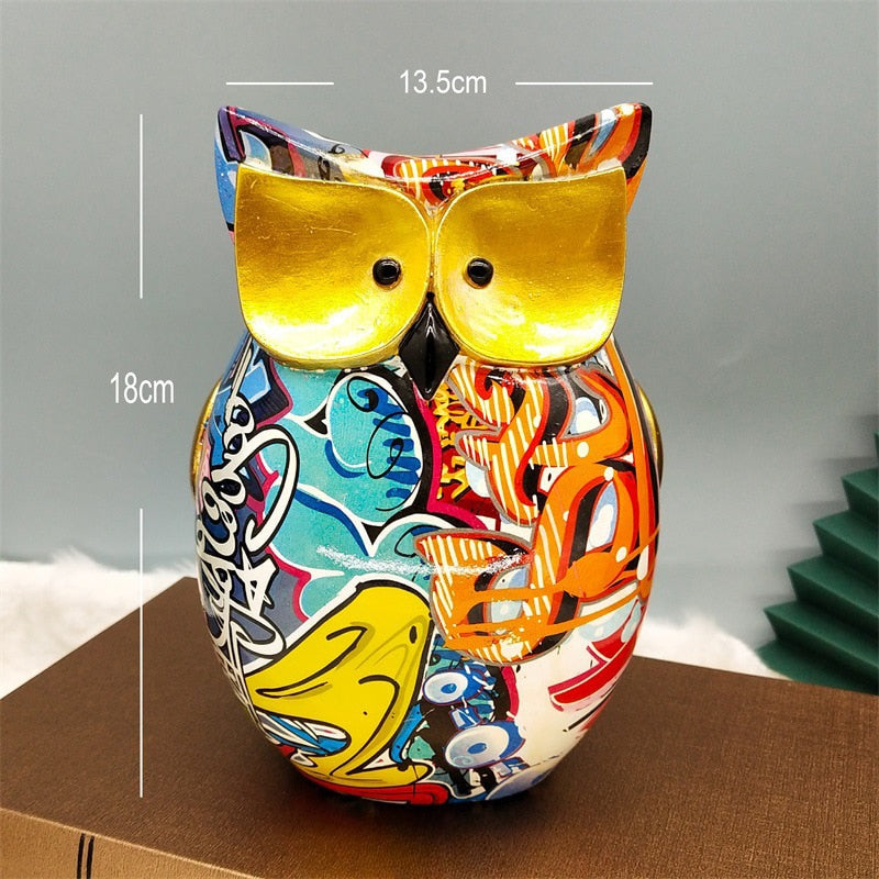 Resin Cute Owl Statue Creative Animal Figurines for Interior Balcony Office Ornaments Living Room Desktop Decoration Home Decor acacuss