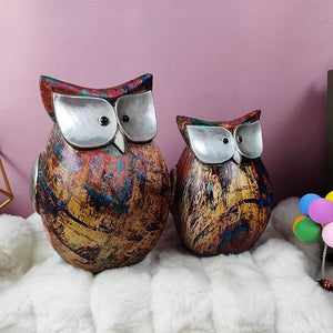 Resin Cute Owl Statue Creative Animal Figurines for Interior Balcony Office Ornaments Living Room Desktop Decoration Home Decor acacuss