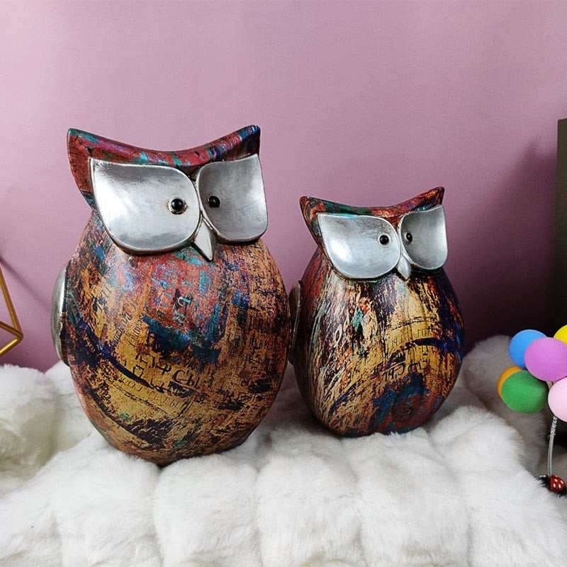 Resin Cute Owl Statue Creative Animal Figurines for Interior Balcony Office Ornaments Living Room Desktop Decoration Home Decor acacuss