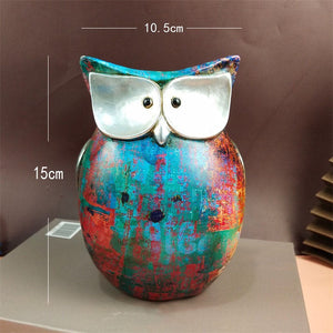 Resin Cute Owl Statues Graffiti Animal Figurines for Interior Balcony Office Ornaments Living Room Desktop Decoration Home Decor acacuss