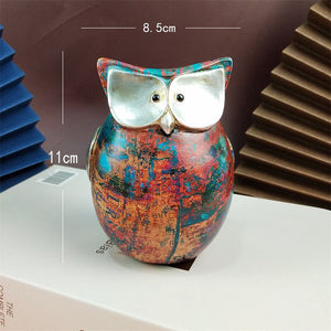 Resin Cute Owl Statues Graffiti Animal Figurines for Interior Balcony Office Ornaments Living Room Desktop Decoration Home Decor acacuss