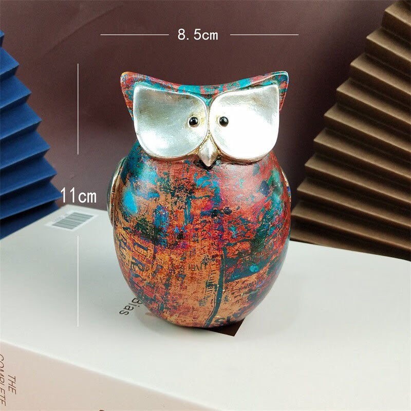 Resin Cute Owl Statues Graffiti Animal Figurines for Interior Balcony Office Ornaments Living Room Desktop Decoration Home Decor acacuss