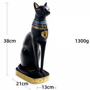 Resin Egyptian Cat Bastet Figurine Anime Egyptian Goddess Statue Sculpture Home Bar Office Desktop Decoration(Large) acacuss