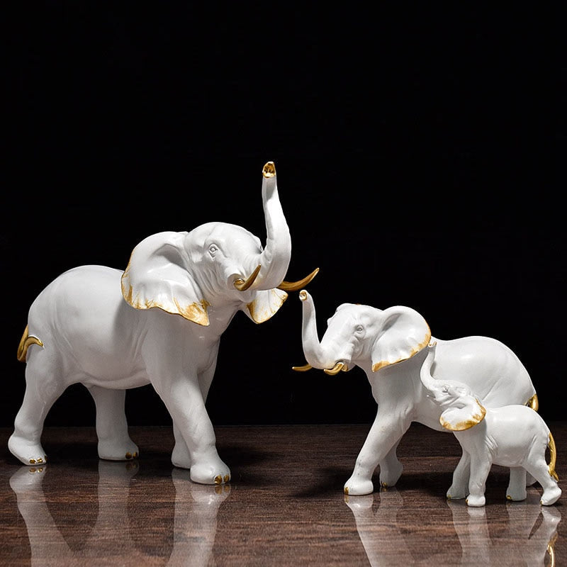 Resin Elephant Figurines for Interior Fortune Lucky Ornament Home Collection Decoration Accessorie Living Room Object acacuss