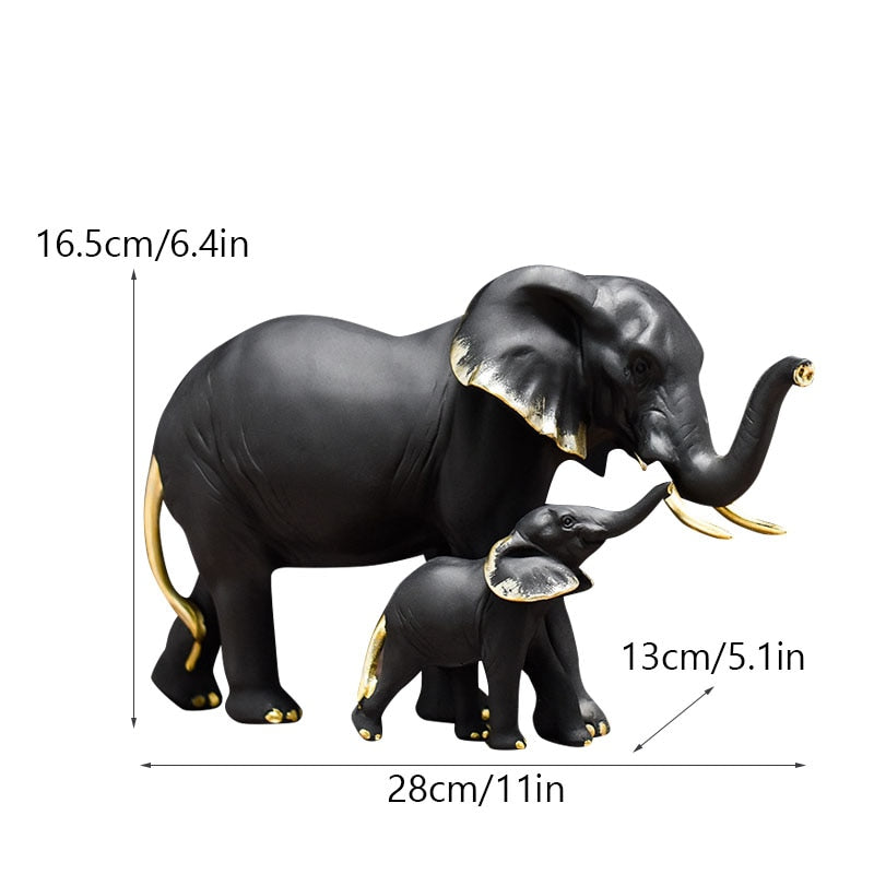 Resin Elephant Figurines for Interior Fortune Lucky Ornament Home Collection Decoration Accessorie Living Room Object acacuss