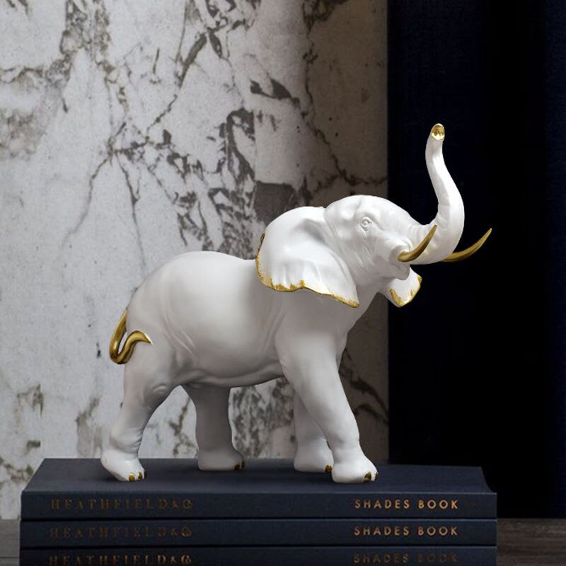 Resin Elephant Figurines for Interior Fortune Lucky Ornament Home Collection Decoration Accessorie Living Room Object acacuss