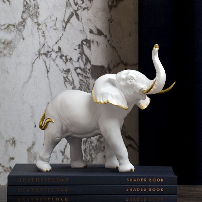 Resin Elephant Figurines for Interior Fortune Lucky Ornament Home Collection Decoration Accessorie Living Room Object acacuss