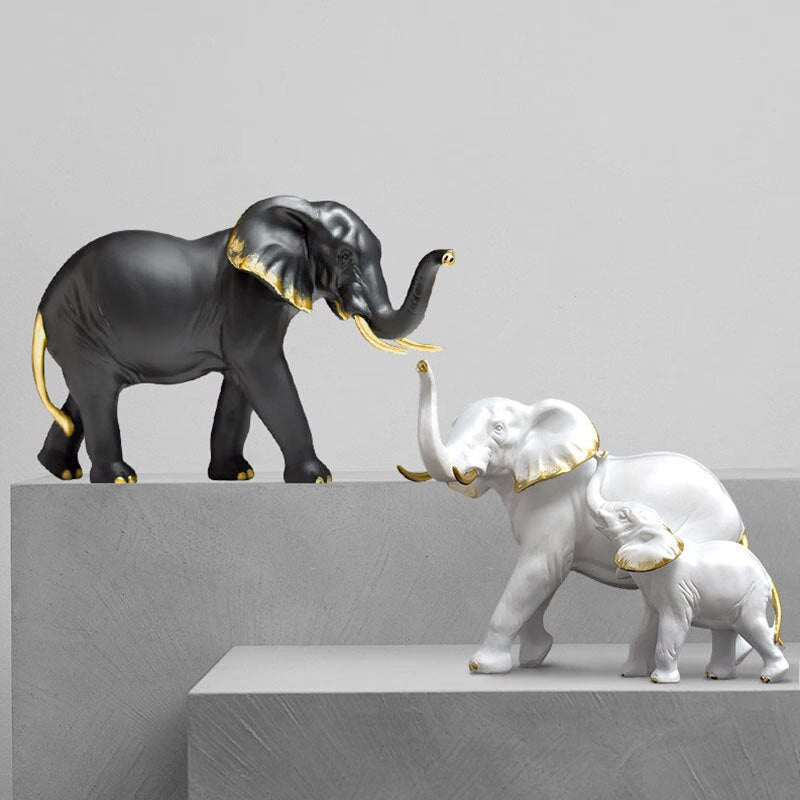 Resin Elephant Figurines for Interior Fortune Lucky Ornament Home Collection Decoration Accessorie Living Room Object acacuss