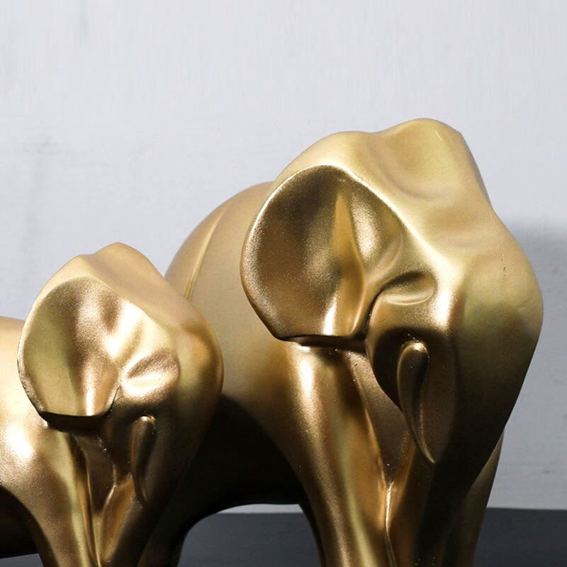 Resin European Luxury Golden Elephant Figurines for Interior Abstract Art Animal Couple Statues Inteiror Decorations acacuss