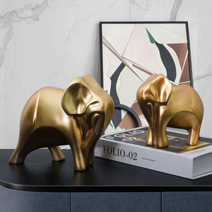 Resin European Luxury Golden Elephant Figurines for Interior Abstract Art Animal Couple Statues Inteiror Decorations acacuss