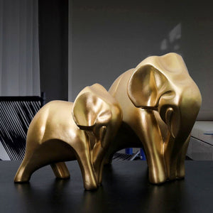 Resin European Luxury Golden Elephant Figurines for Interior Abstract Art Animal Couple Statues Inteiror Decorations acacuss