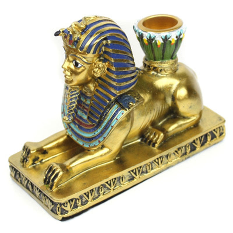 Resin Figurines Candleholder Retro Ancient Egyptian Goddess Sphinx Anubis Shape Candlestick Crafts Home Decorative Ornaments acacuss