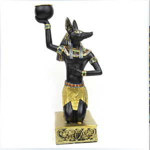 Resin Figurines Candleholder Retro Ancient Egyptian Goddess Sphinx Anubis Shape Candlestick Crafts Home Decorative Ornaments acacuss
