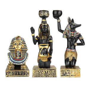 Resin Figurines Candleholder Retro Ancient Egyptian Goddess Sphinx Anubis Shape Candlestick Crafts Home Decorative Ornaments acacuss