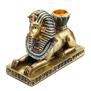 Resin Figurines Candleholder Retro Ancient Egyptian Goddess Sphinx Anubis Shape Candlestick Crafts Home Decorative Ornaments acacuss