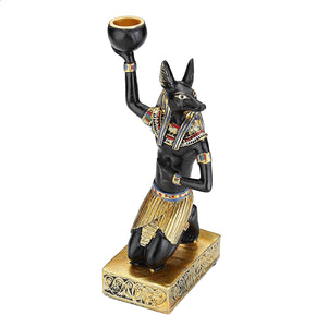 Resin Figurines Candleholder Retro Ancient Egyptian Goddess Sphinx Anubis Shape Candlestick Crafts Home Decorative Ornaments acacuss