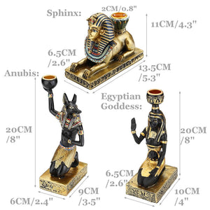 Resin Figurines Candleholder Retro Ancient Egyptian Goddess Sphinx Anubis Shape Candlestick Crafts Home Decorative Ornaments acacuss