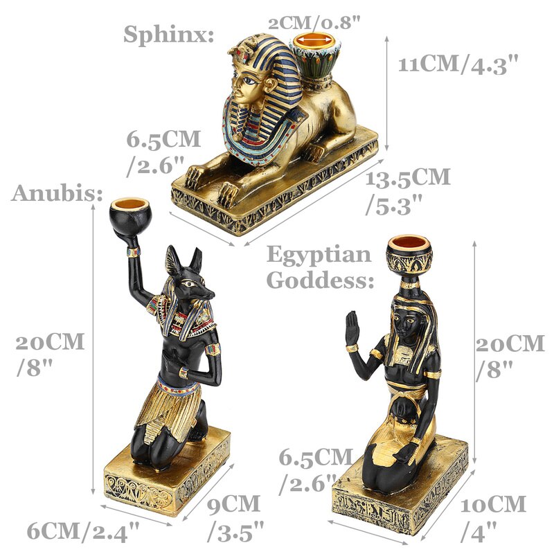 Resin Figurines Candleholder Retro Ancient Egyptian Goddess Sphinx Anubis Shape Candlestick Crafts Home Decorative Ornaments acacuss