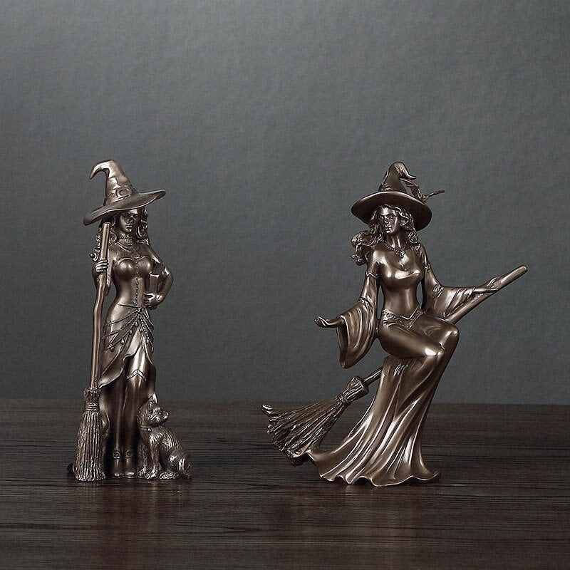 Resin Figurines Witch Decoration Home Room Decoration Accessories Office Desk Decoration Statue Witch Sculpture Home Decor 2023 acacuss