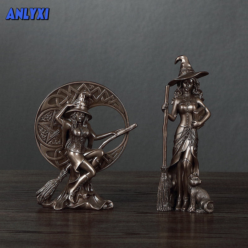Resin Figurines Witch Decoration Home Room Decoration Accessories Office Desk Decoration Statue Witch Sculpture Home Decor 2023 acacuss