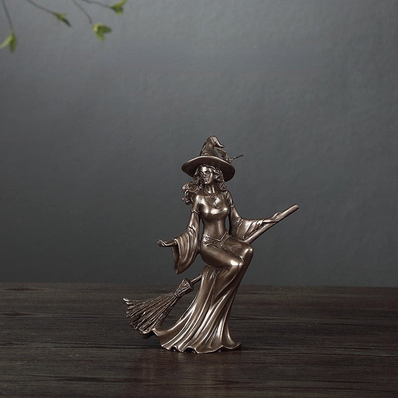 Resin Figurines Witch Decoration Home Room Decoration Accessories Office Desk Decoration Statue Witch Sculpture Home Decor 2023 acacuss