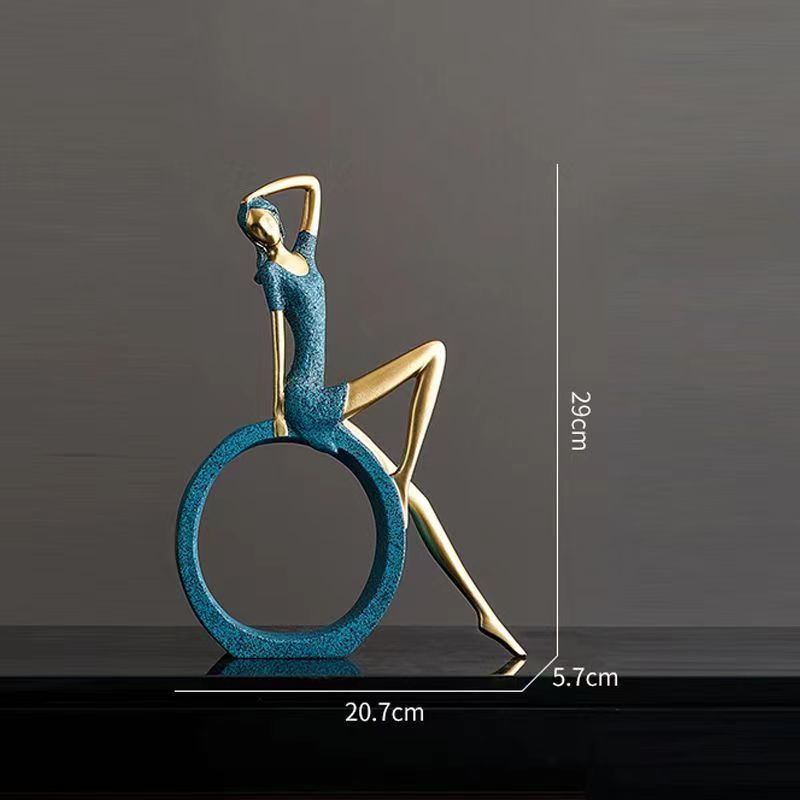 Resin Girl Sculpture Luxury Living Room Decoration Home Decorative Figures Desktop Ornament Modern Art Statue Room Decoration acacuss