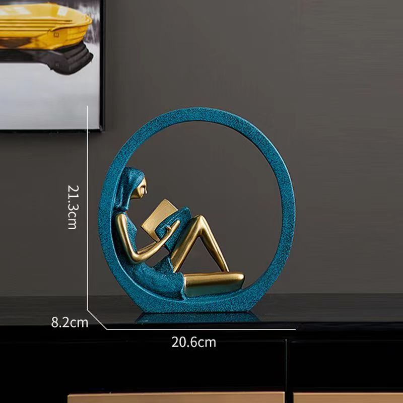 Resin Girl Sculpture Luxury Living Room Decoration Home Decorative Figures Desktop Ornament Modern Art Statue Room Decoration acacuss