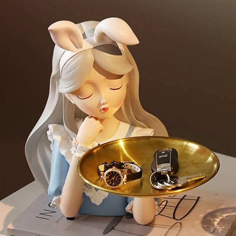 Resin Girl Tray Figurines for Interior Nordic INS Figure Decor Statue Home Living Room Desktop Storage Decoration acacuss